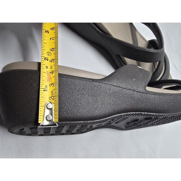 CROCS Patricia II Womens Size 10 Brown/Tan Criss Cross Low Wedge Sandals - Picture 6 of 7